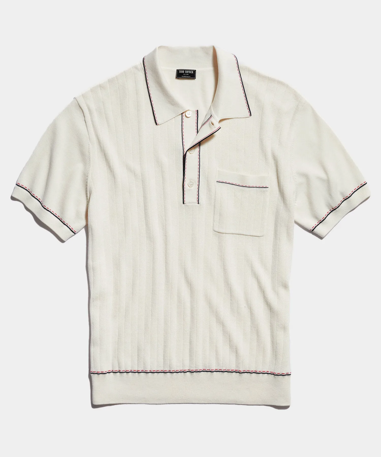 Italian Cotton Silk Tipped Riviera Sweater Polo in Ivory