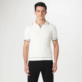 Johnny Rib-knit Sweater Polo Chalk