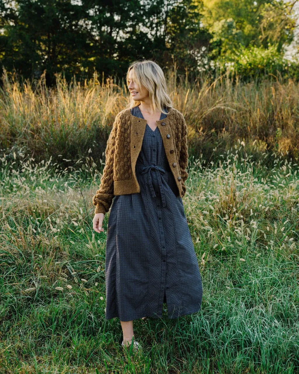 June Dress in Navy Plaid