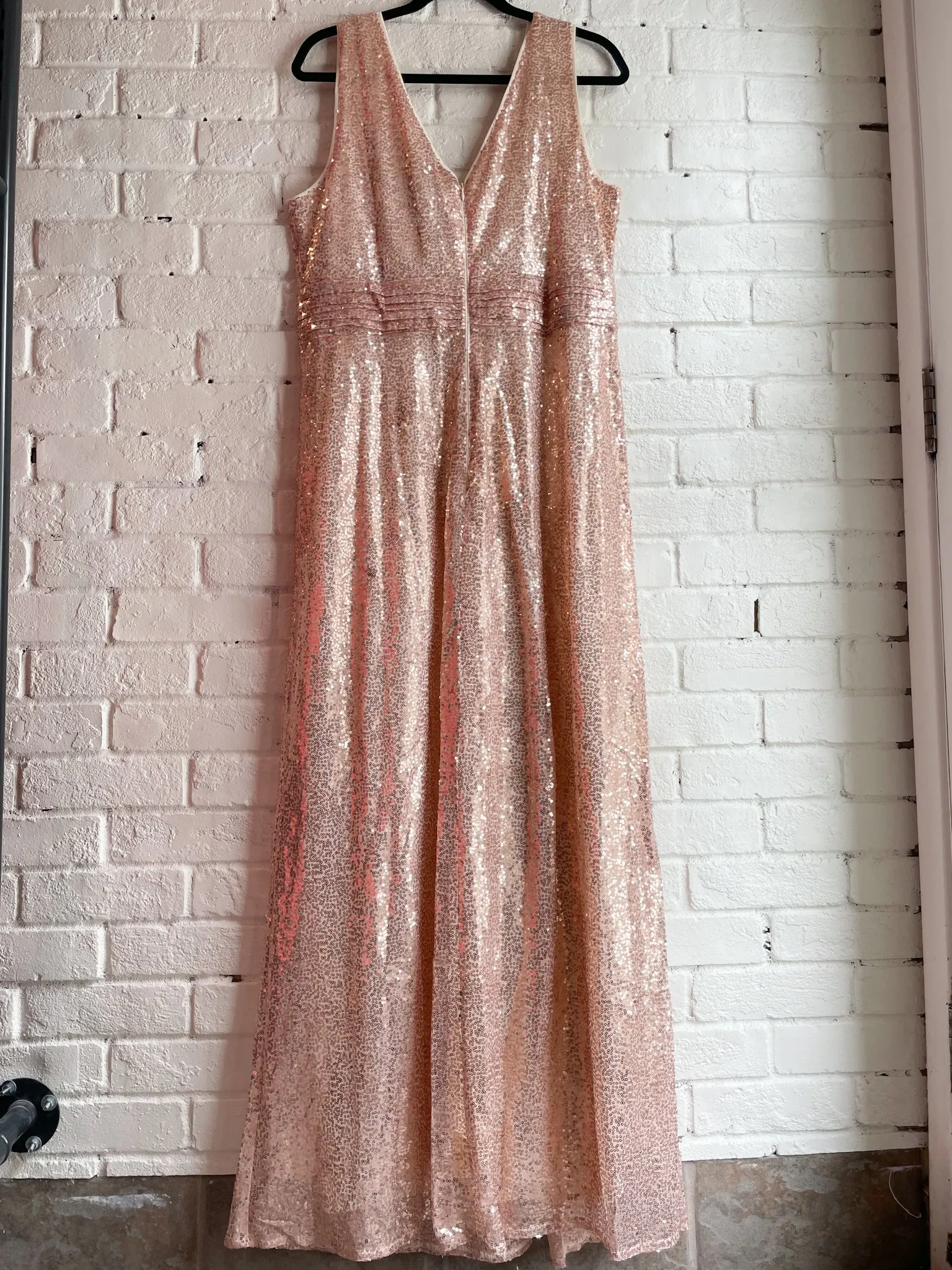 Kate Kasin Rose Gold Sequin Maxi Gown Dress NWT -  Large