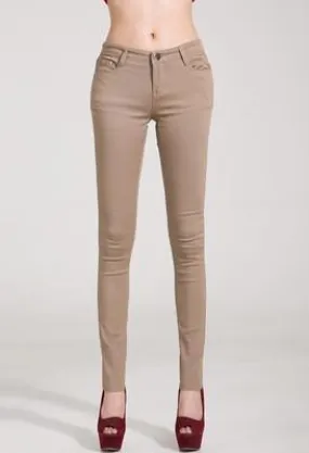 Khaki Women Skinny Jeans