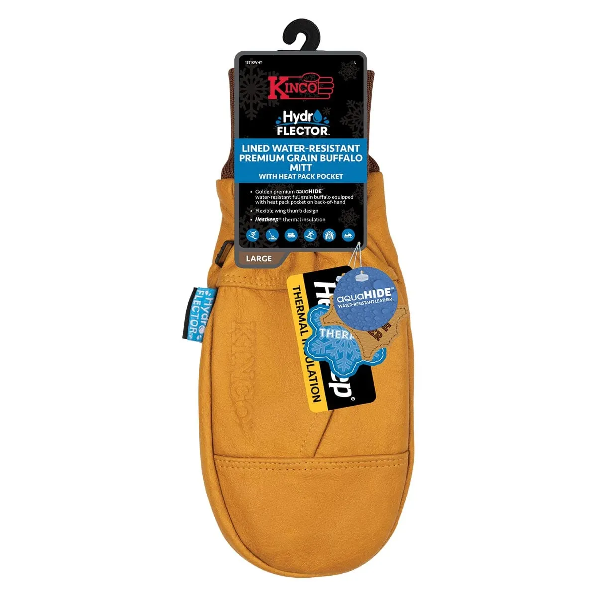 Kinco Hydroflector Lined Water-Resistant Premium Grain Buffalo Mitt