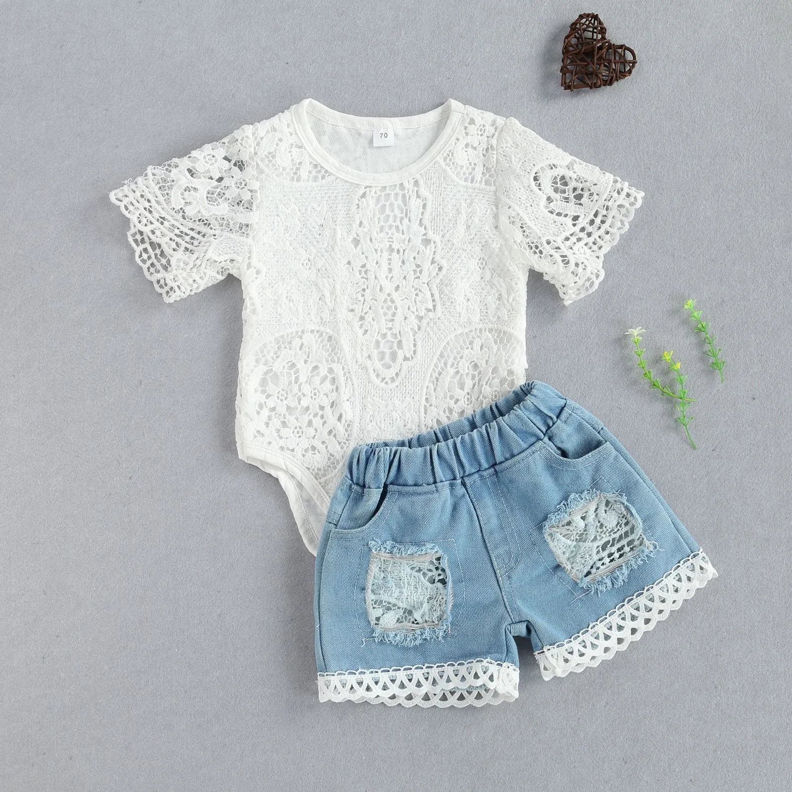 Lace Romper Set, 0-24M