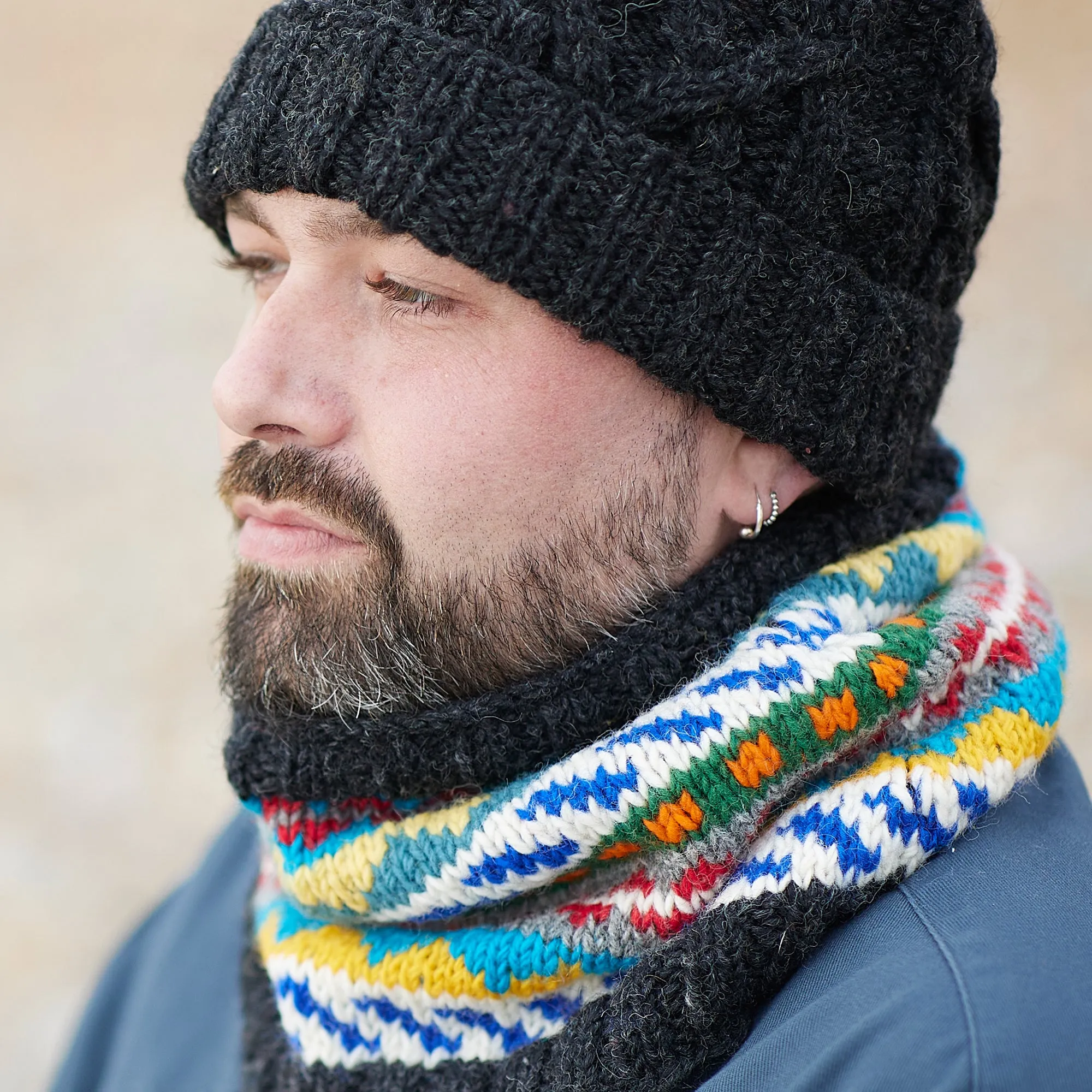 LAYAK Fair Isle Neckwarmer Lined Repurposed Wool