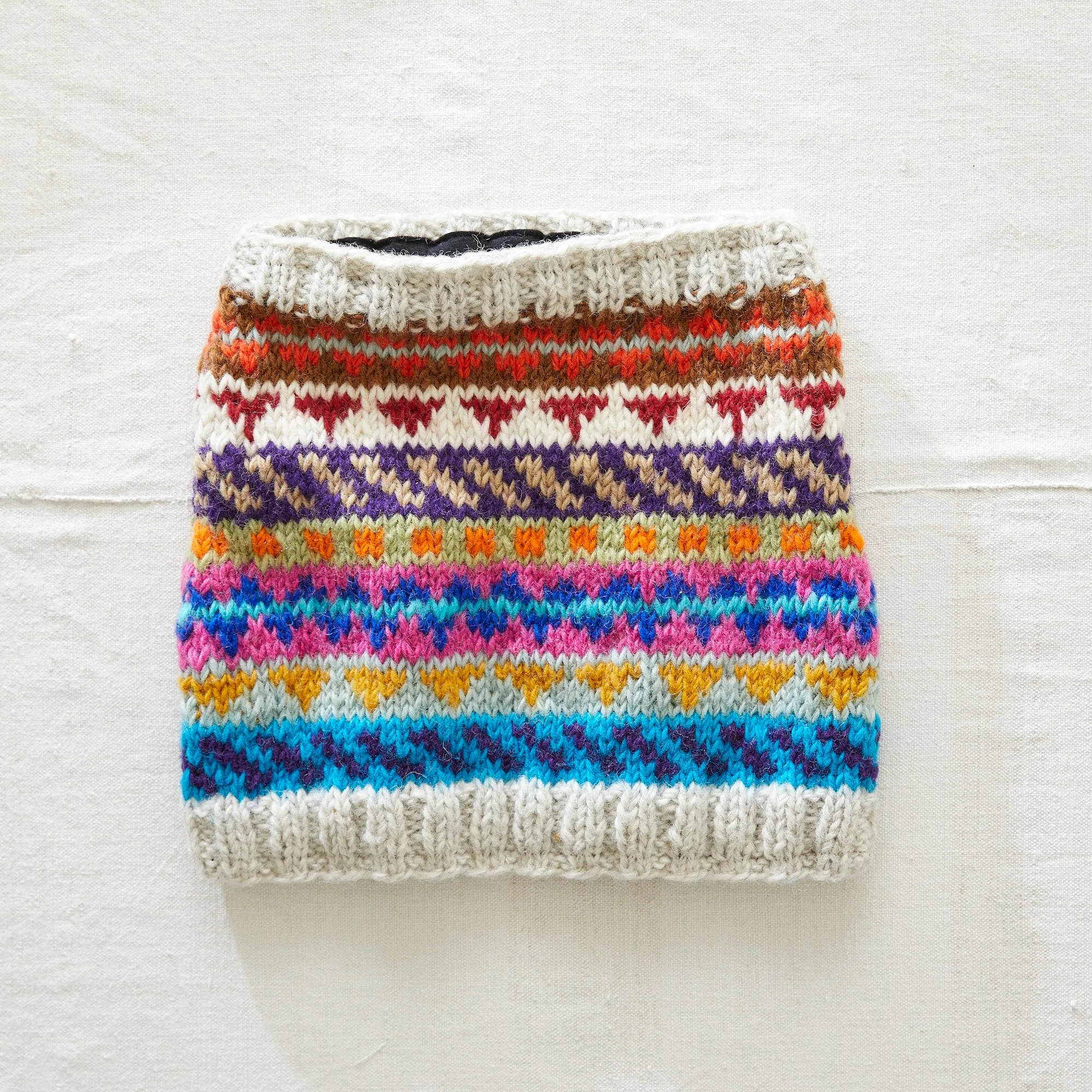 LAYAK Fair Isle Neckwarmer Lined Repurposed Wool