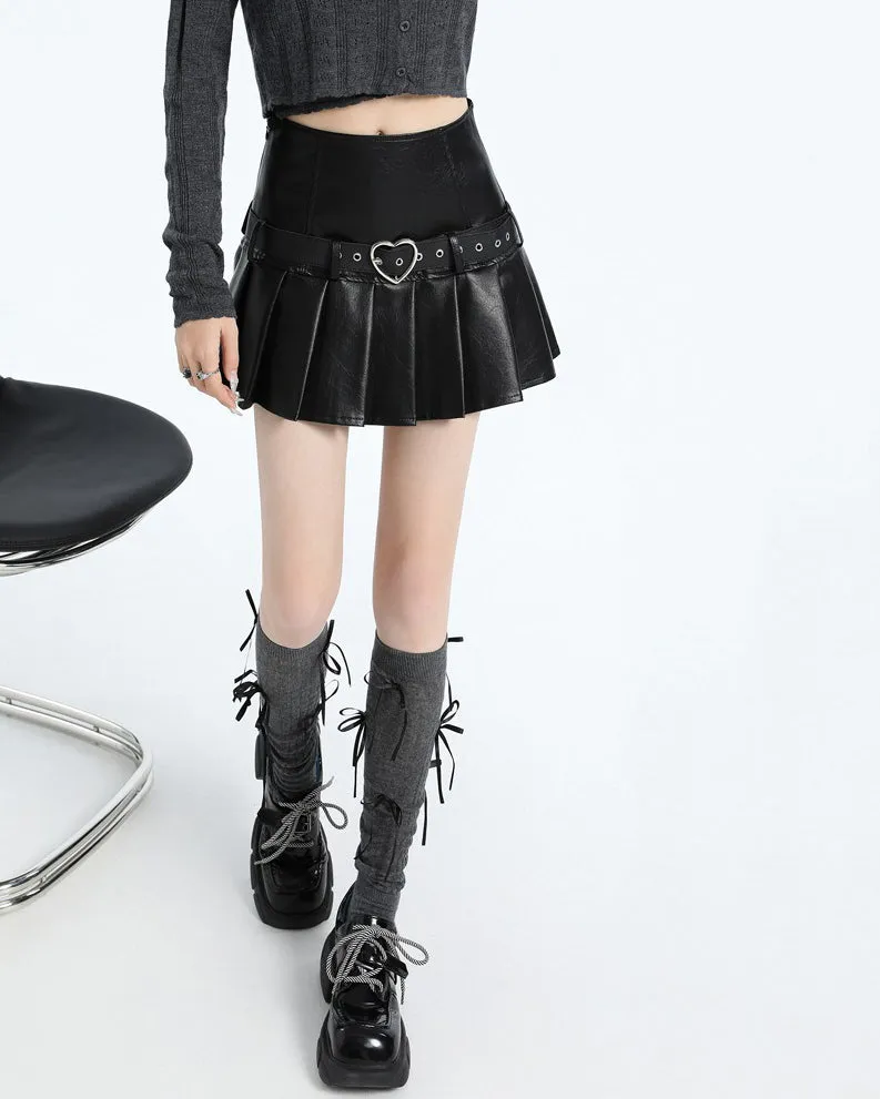 Love Bites Leather Pleated Skirt