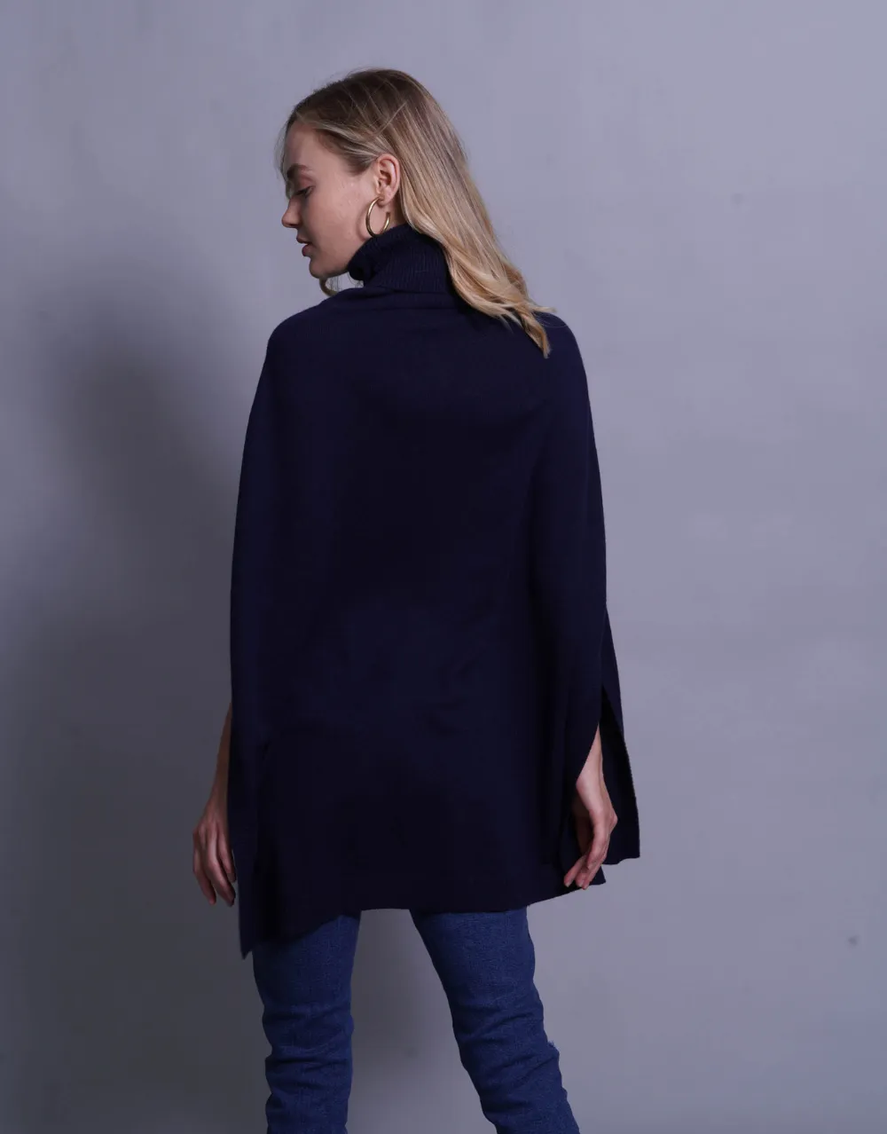 Mary Poncho in Dark Navy