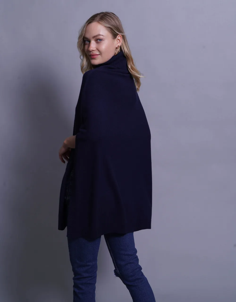 Mary Poncho in Dark Navy