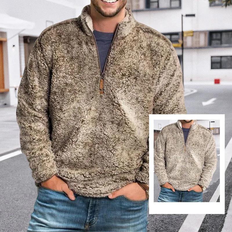 Men's Casual Loose Stand Collar Thickened Sweatshirt