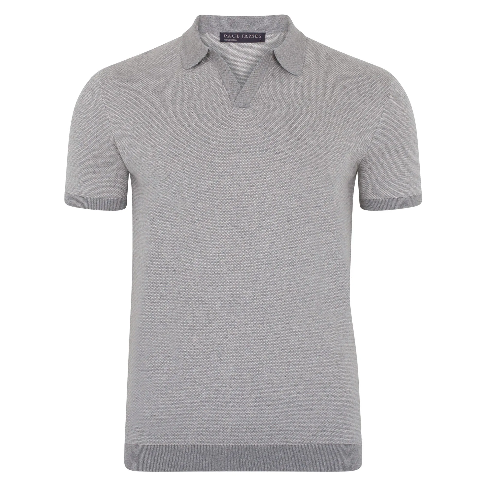 Mens Lightweight Cotton Honeycomb Buttonless Polo Shirt