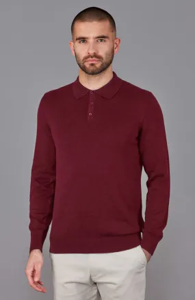 Mens Lightweight Cotton Long Sleeve Knitted Polo Shirt