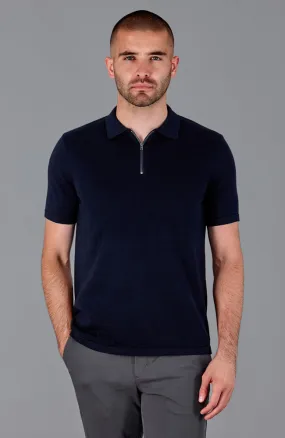 Mens Lightweight Cotton Short Sleeve Zip Neck Polo Shirt