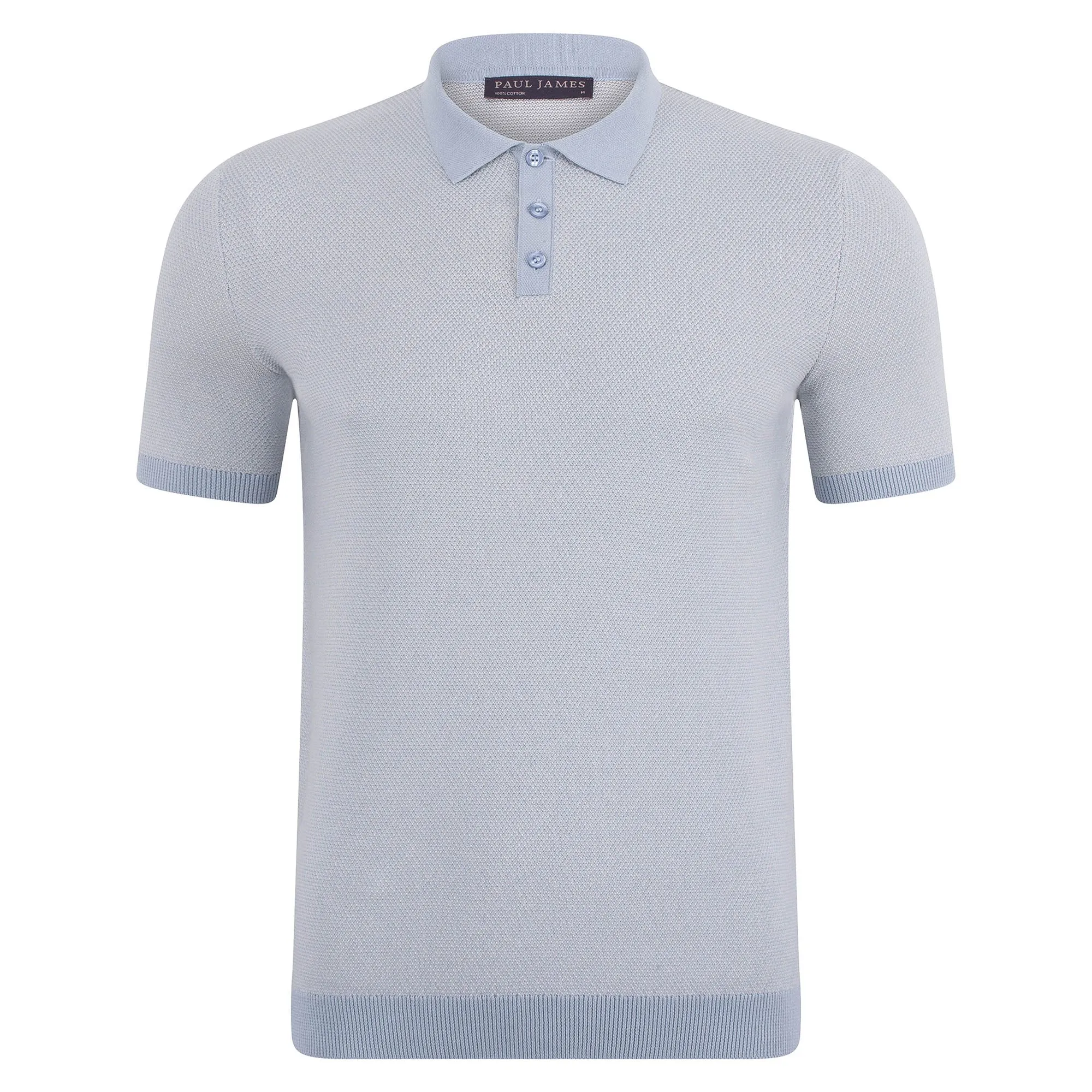 Mens Lightweight Cotton Two Tone Textured Polo Shirt