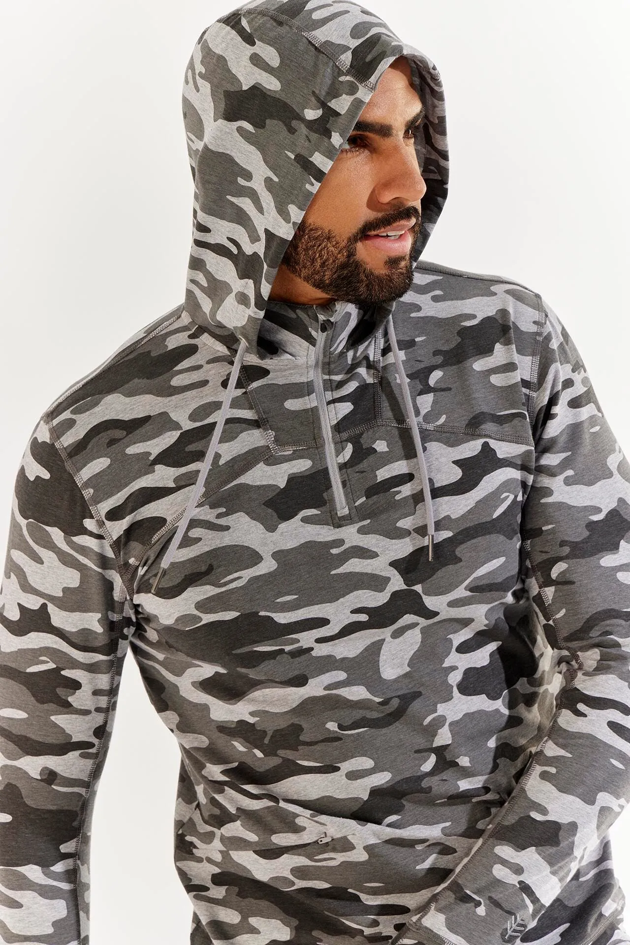 Men's LumaLeo Quarter-Zip Hoodie  |  Grey Modern Camo