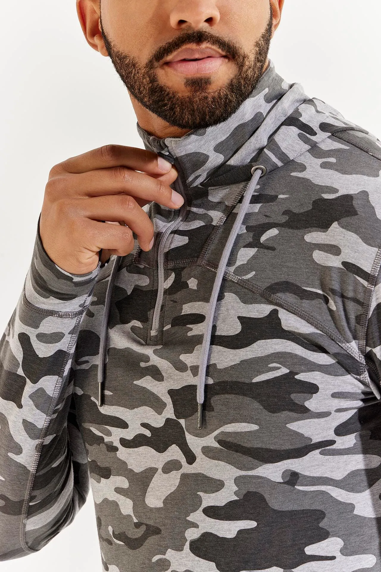 Men's LumaLeo Quarter-Zip Hoodie  |  Grey Modern Camo