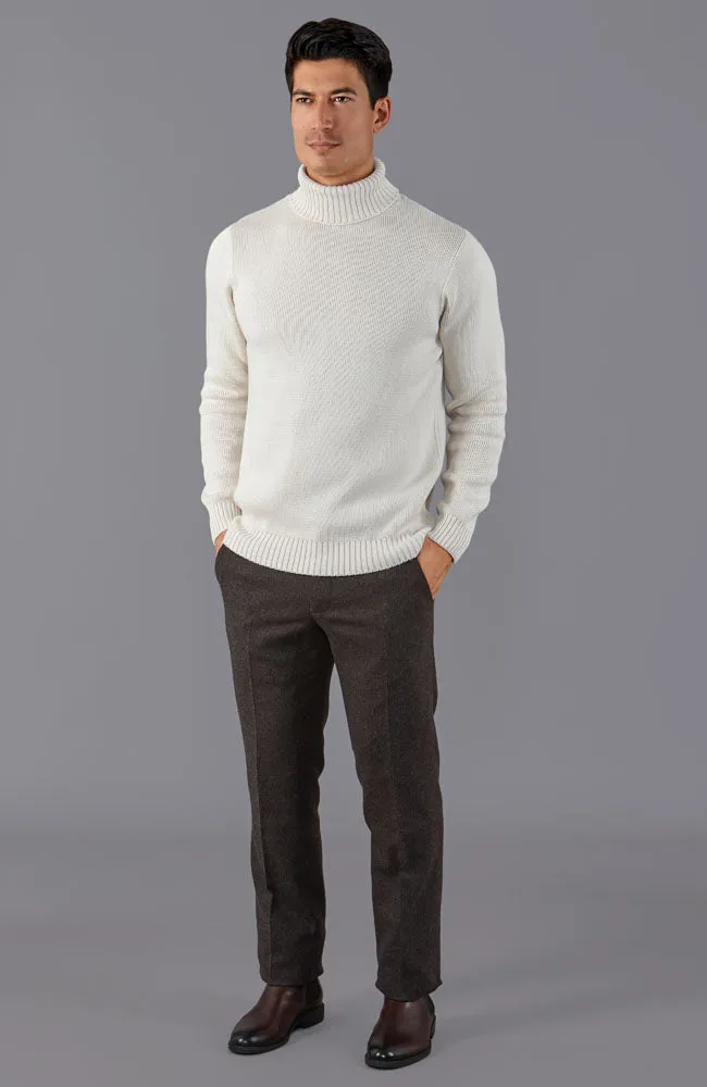 Mens Midweight Cotton Fitted Submariner Roll Neck Jumper