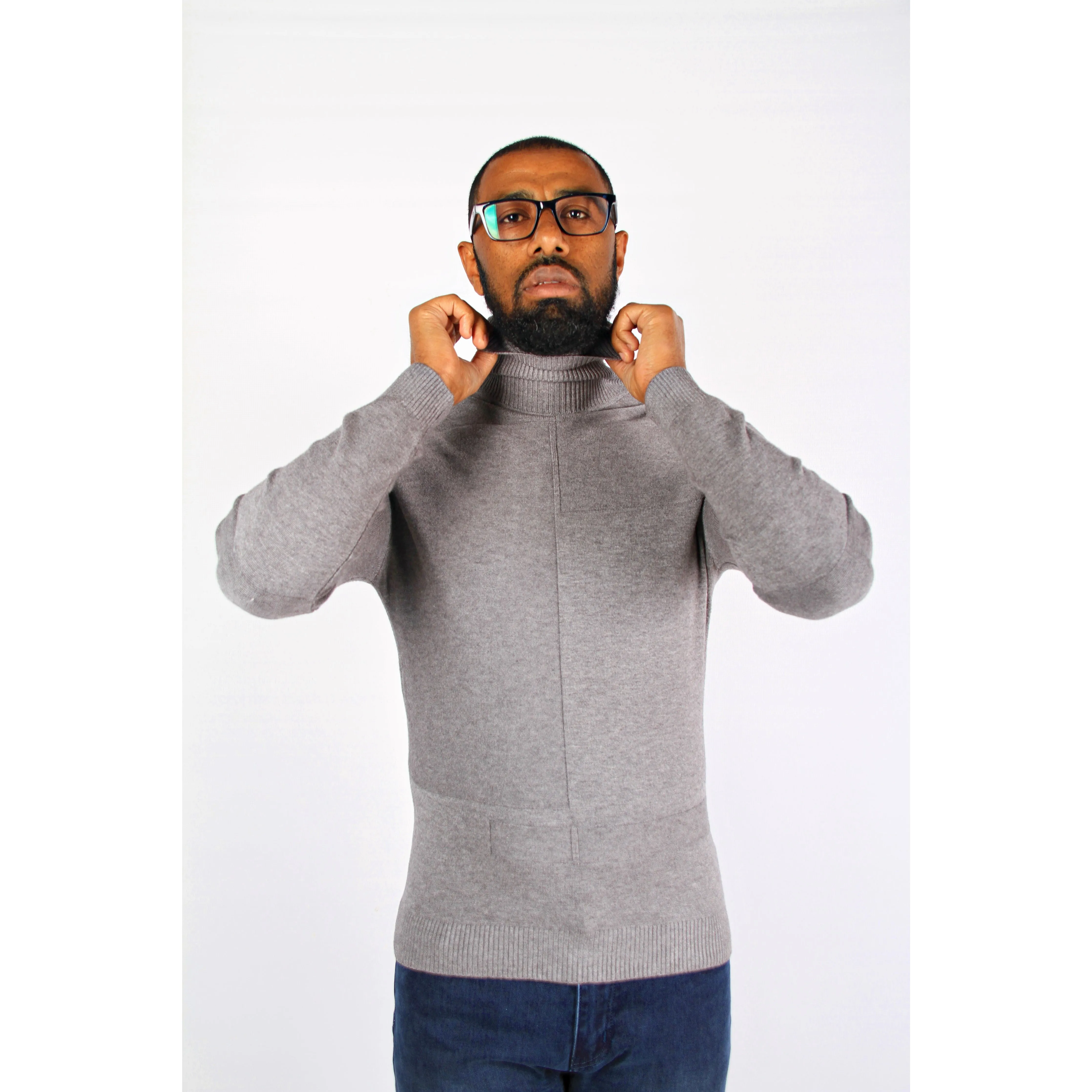 Men's Polo Neck Sweater.