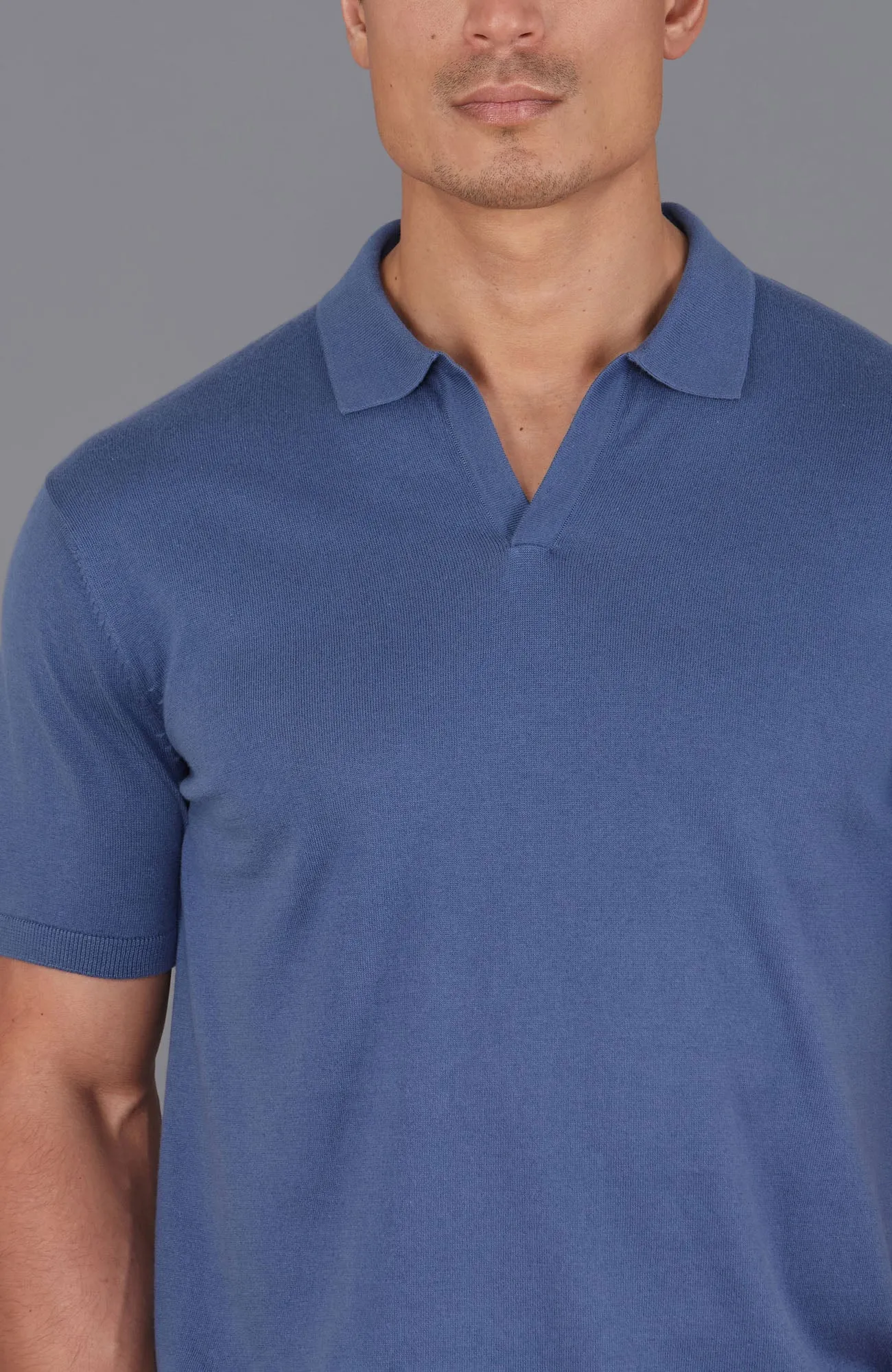 Mens Ultra Fine Cotton Buttonless Polo Shirt