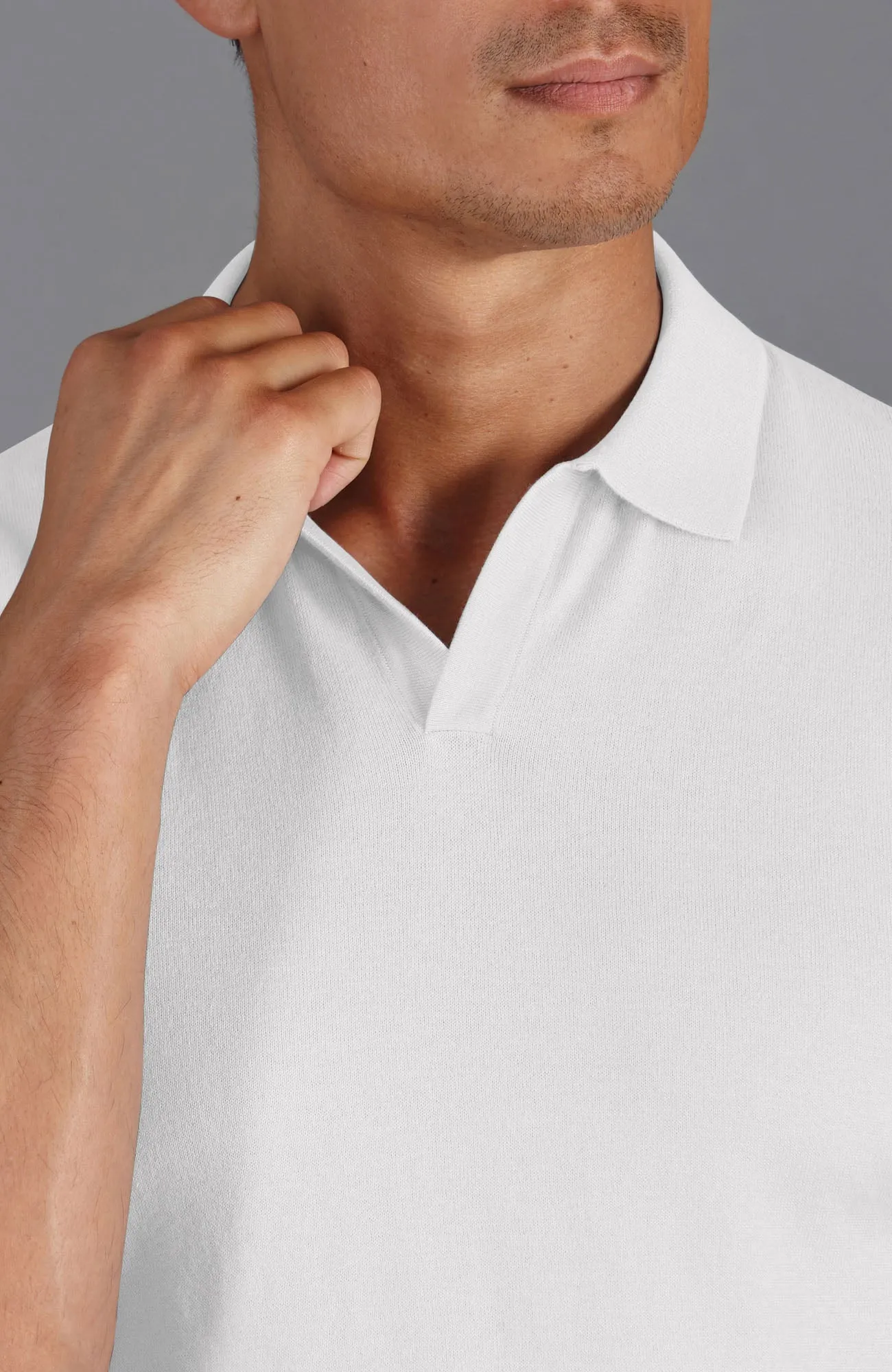 Mens Ultra Fine Cotton Buttonless Polo Shirt