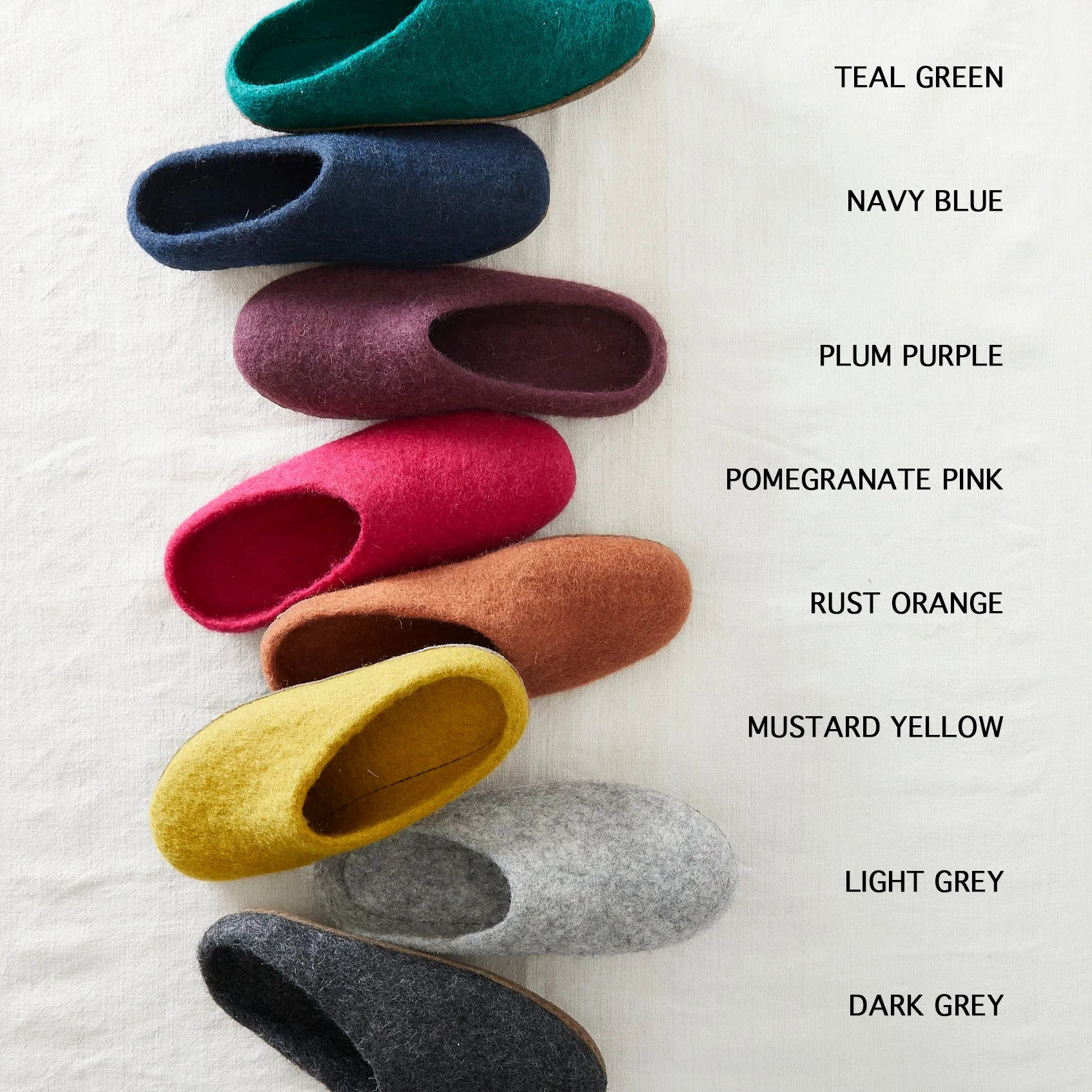 MITA Handmade Eco Felt Mule Slippers Suede Sole