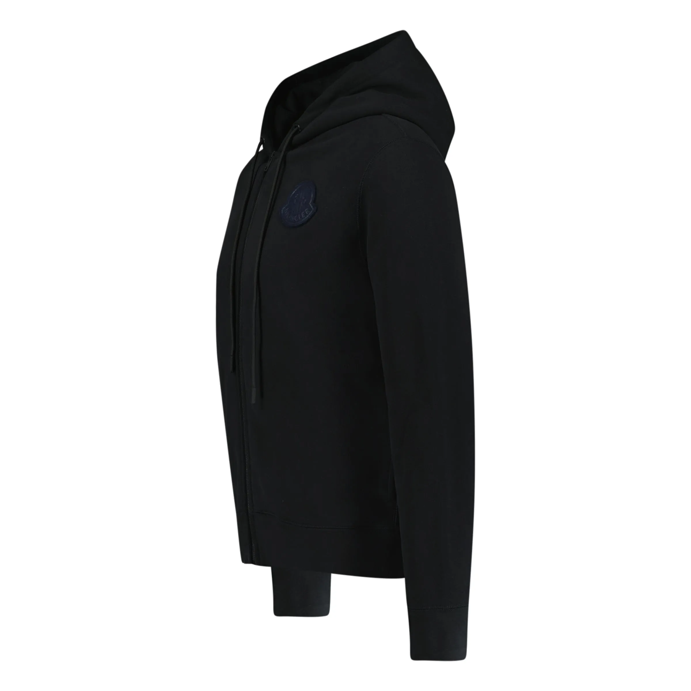 MONCLER LOGO PATCH PULLOVER HOODIE BLACK / BLUE