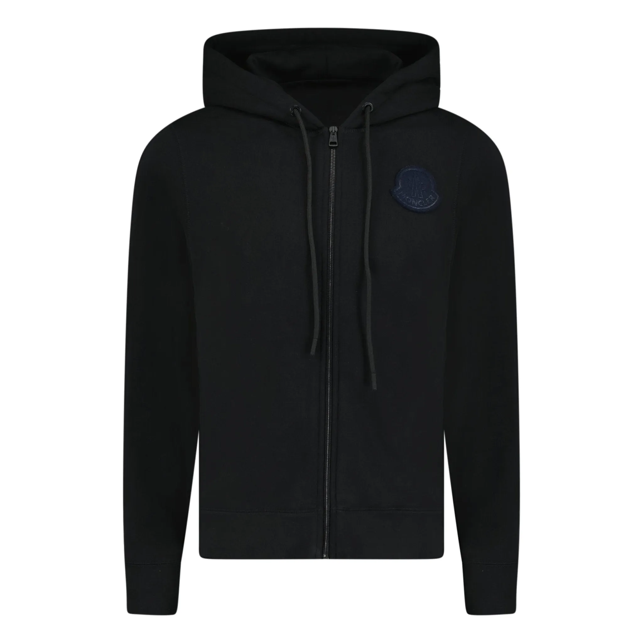 MONCLER LOGO PATCH PULLOVER HOODIE BLACK / BLUE