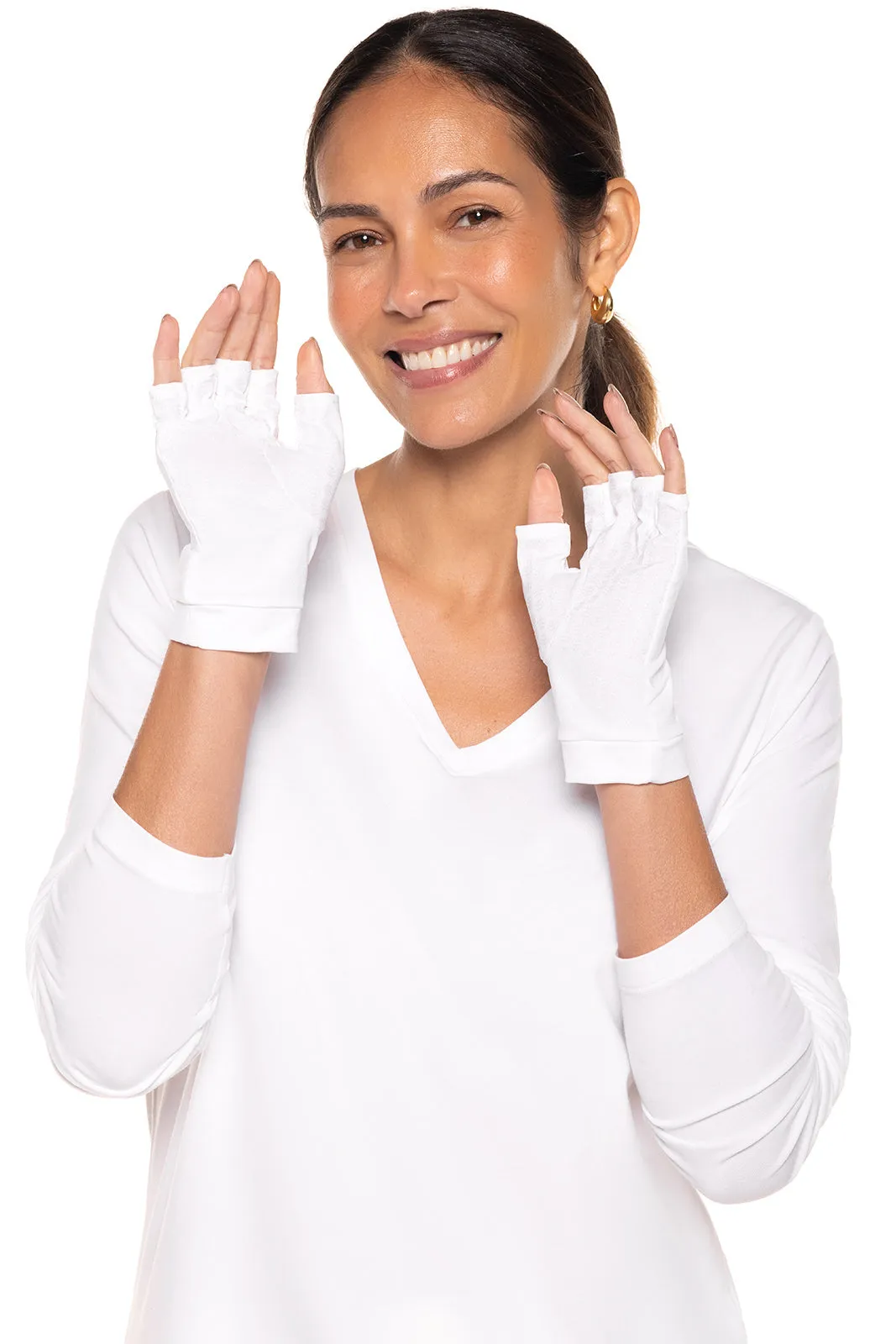 Ouray UV Fingerless Sun Gloves  |  White