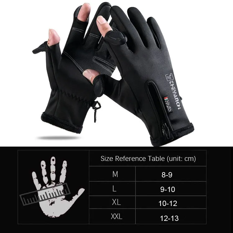 Outdoor Sports Riding Warm Gloves Touch Screen Fingerless Fishing Gloves, Size: XXl(Black)