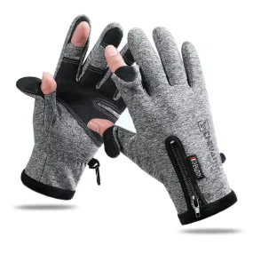 Outdoor Sports Riding Warm Gloves Touch Screen Fingerless Fishing Gloves, Size: XXl(Grey)