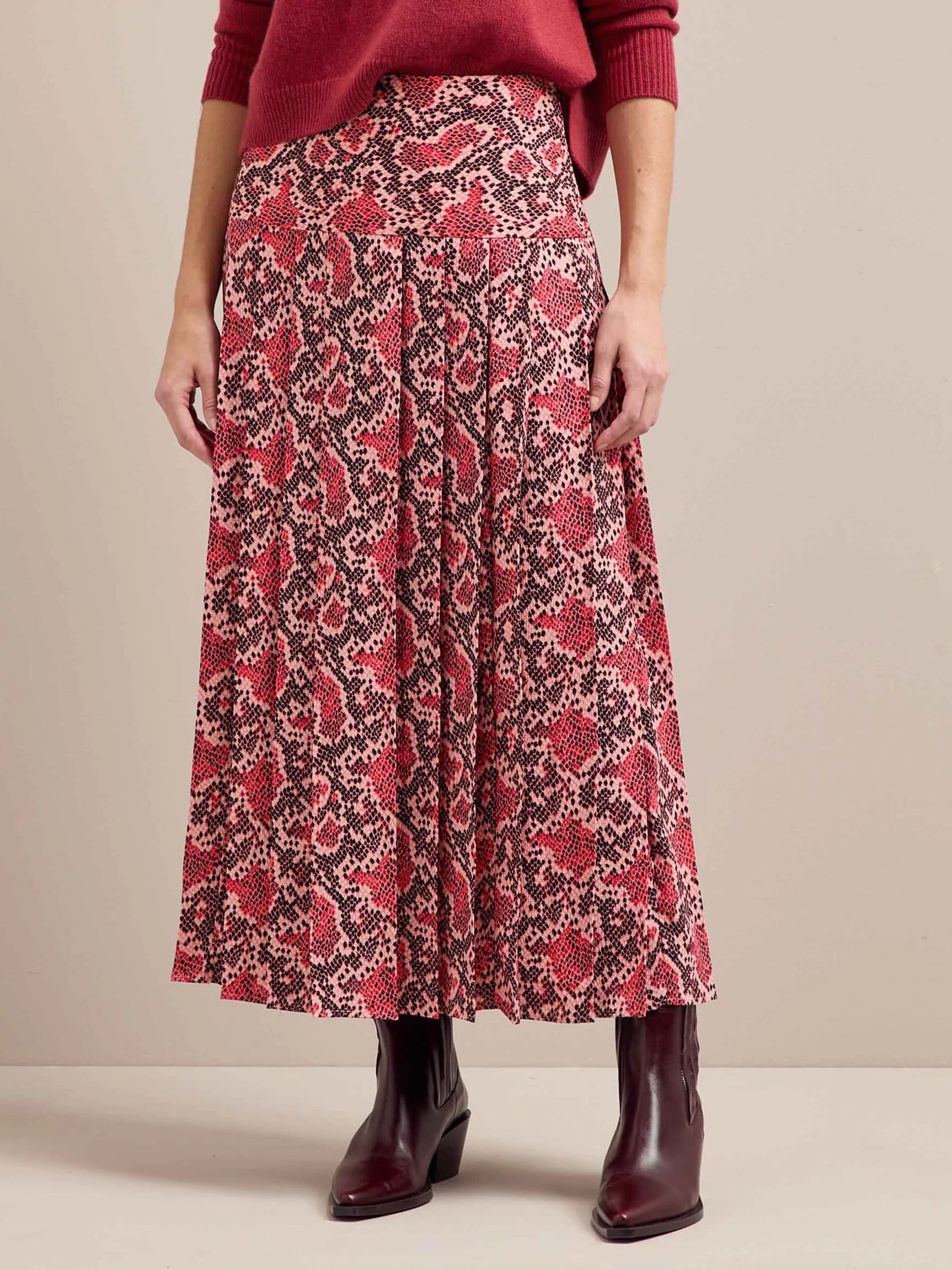 Pink snakeskin print Sienna maxi skirt