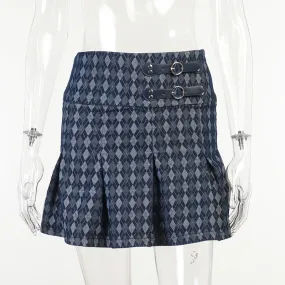 Plaid Printed High Waist Pleated Skirt