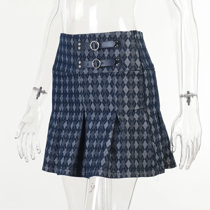 Plaid Printed High Waist Pleated Skirt