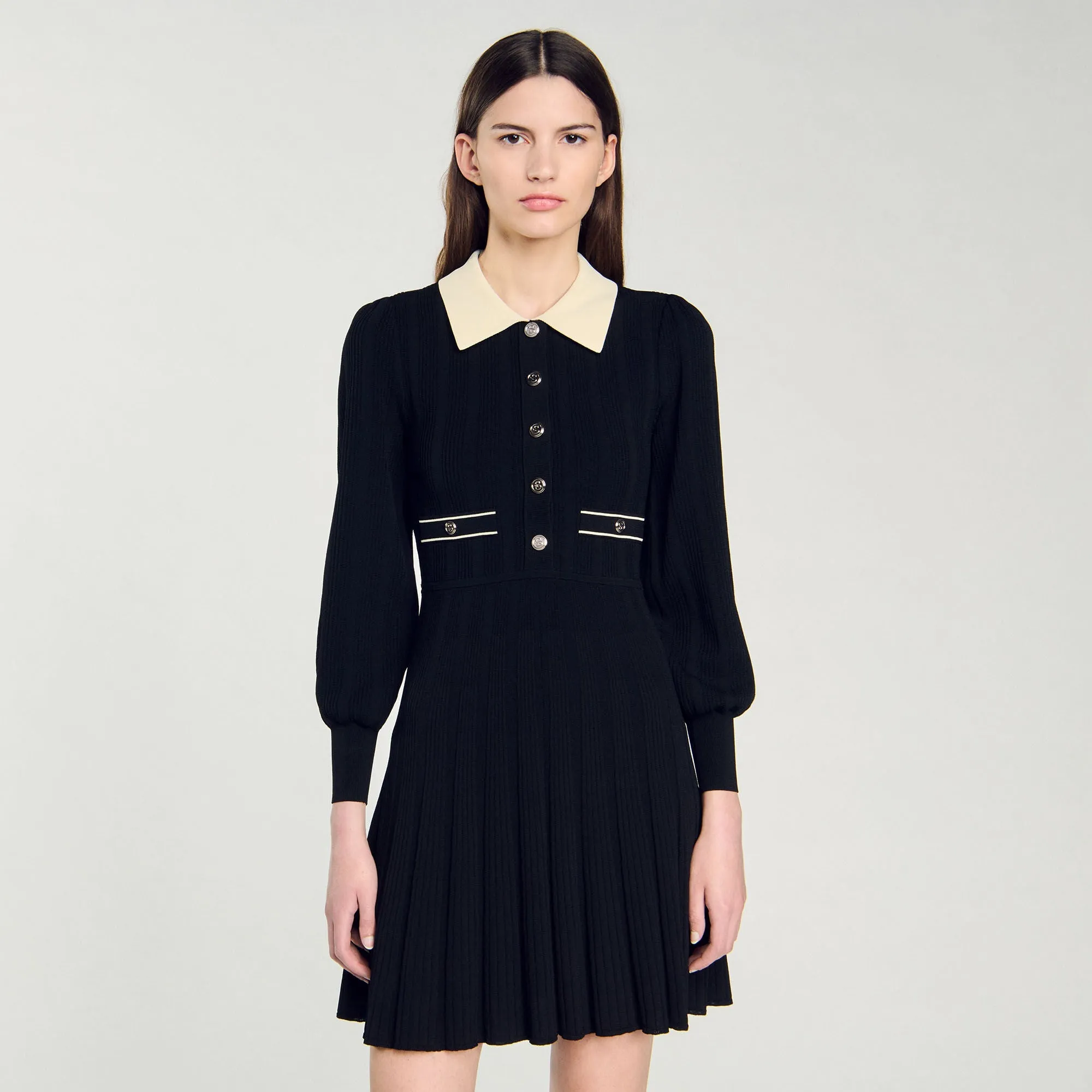 Pleated Knit Dress