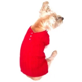 Preppy Polo Cable Dog Sweater Red