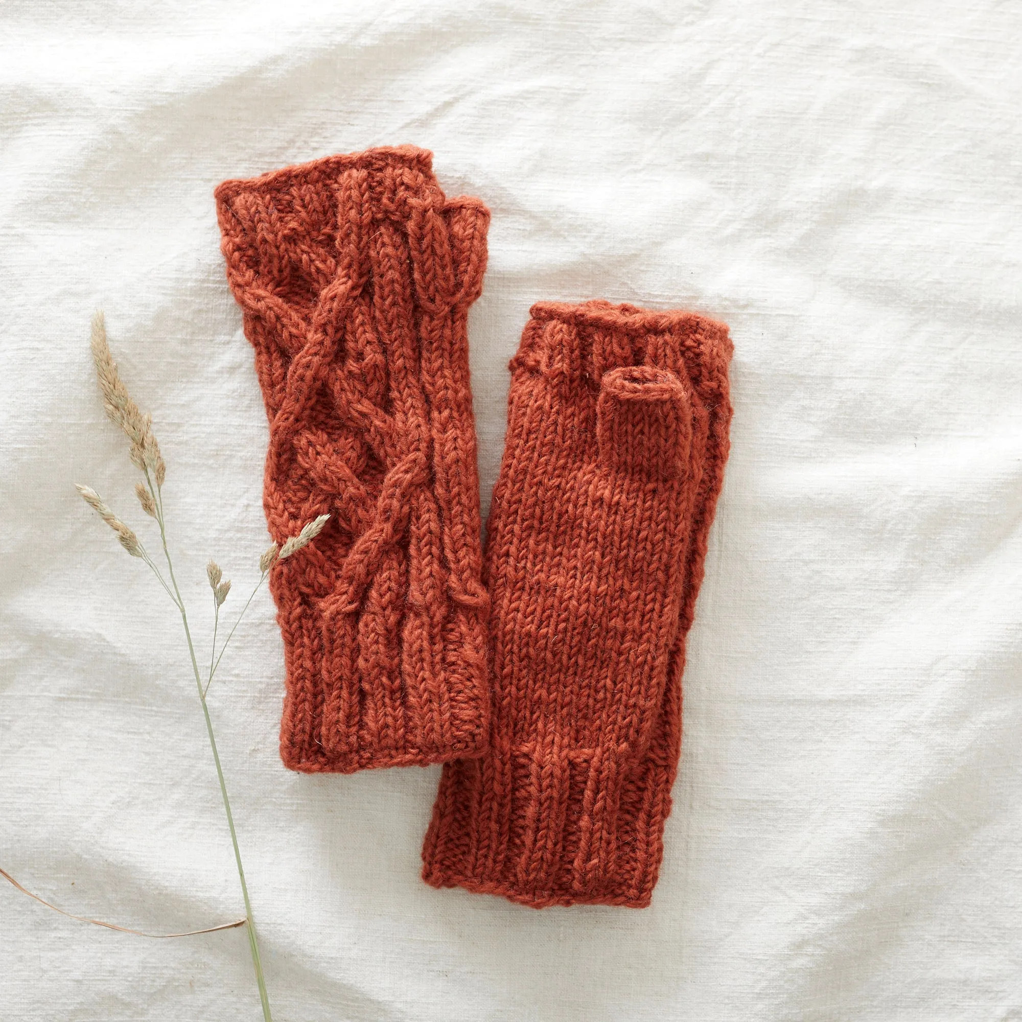 RAJA Cable Knit Wool Lined Wristwarmer Gloves