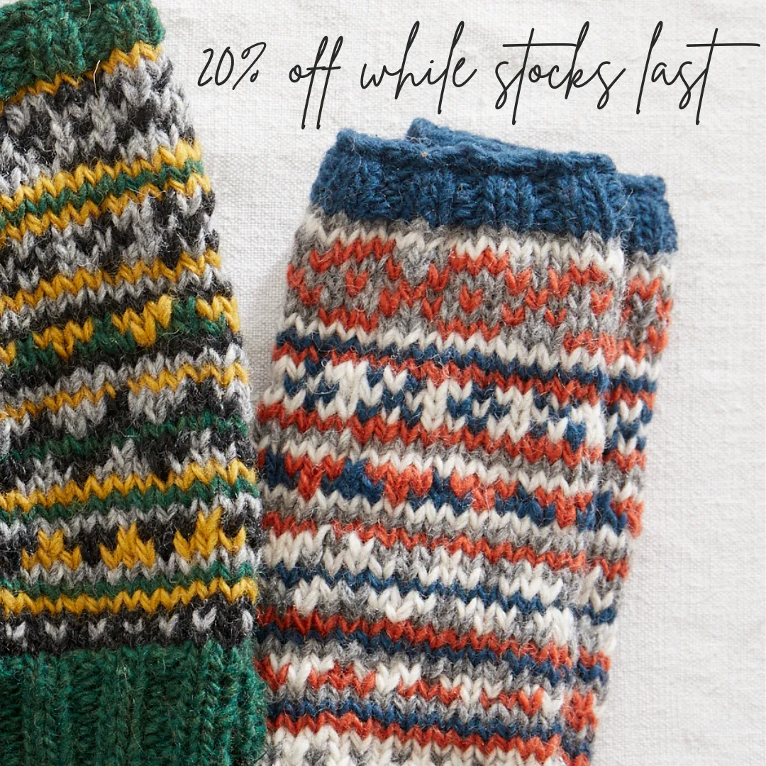 RAJA Fair Isle Knit Wool Lined Wristwarmer Gloves