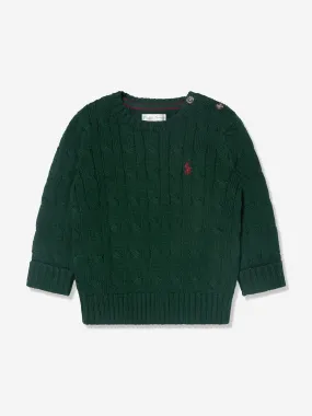 Ralph Lauren Baby Boys Cable Knit Jumper in Green