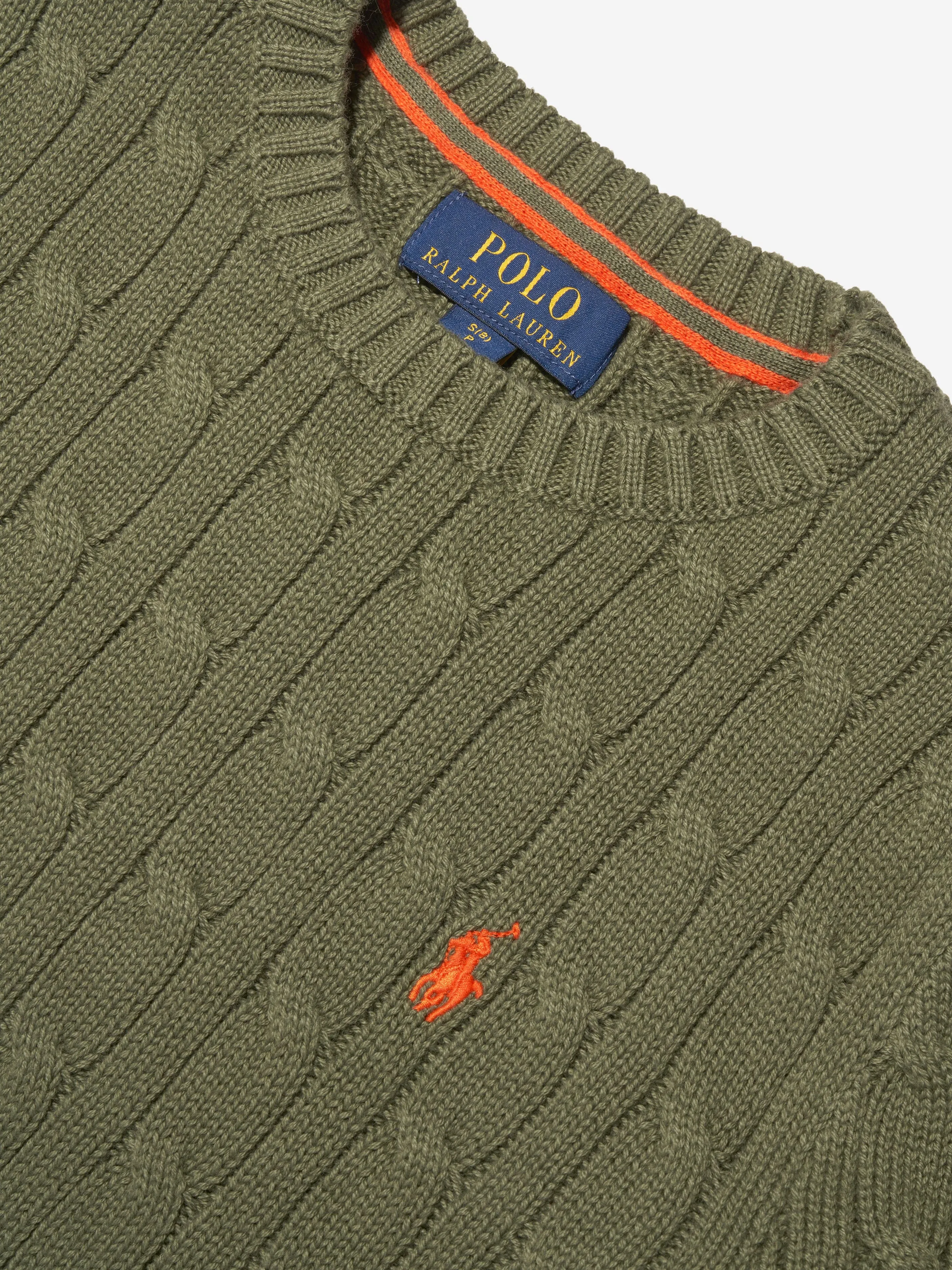 Ralph Lauren Boys Cable Knit Sweater in Green