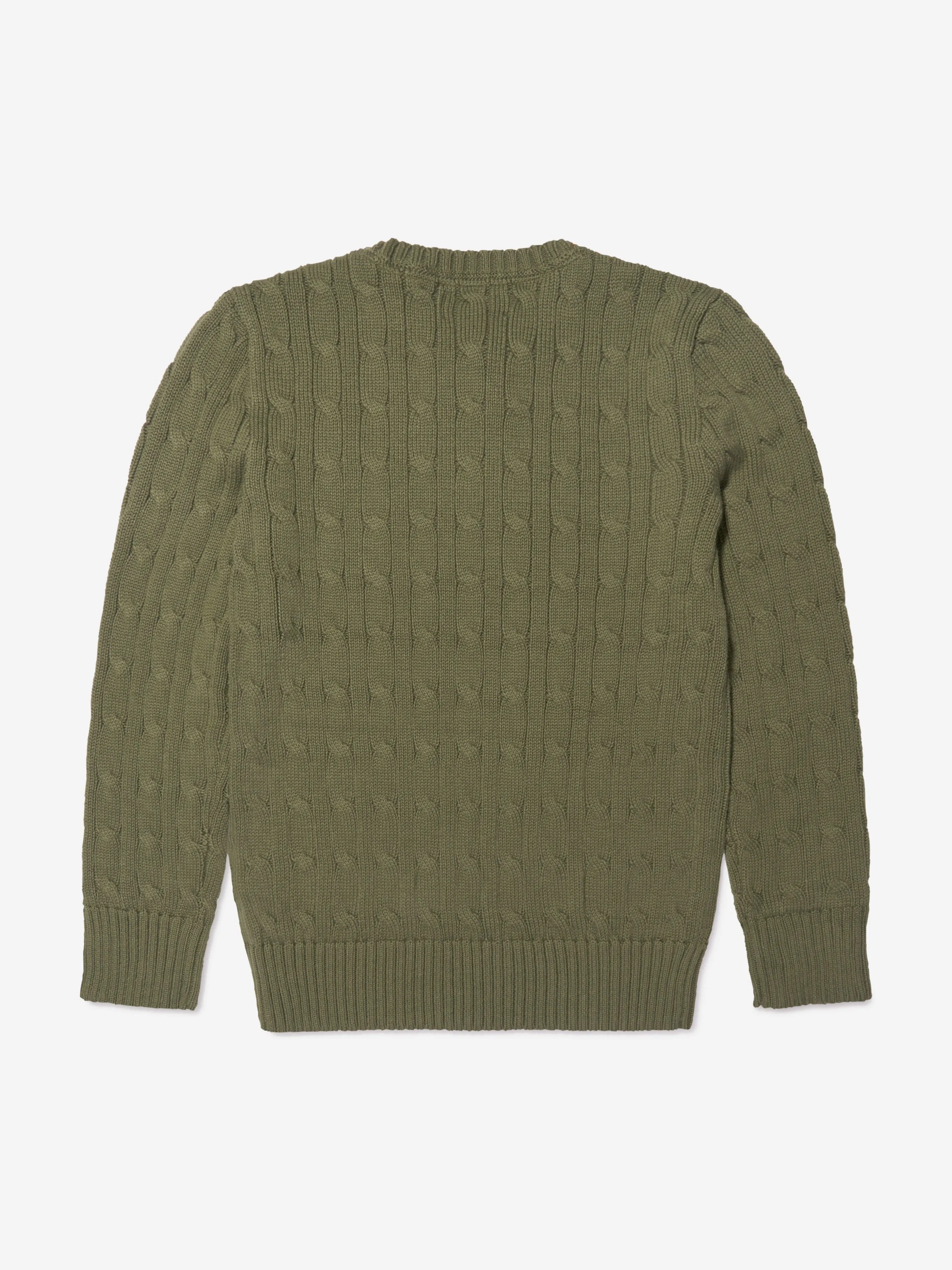 Ralph Lauren Boys Cable Knit Sweater in Green