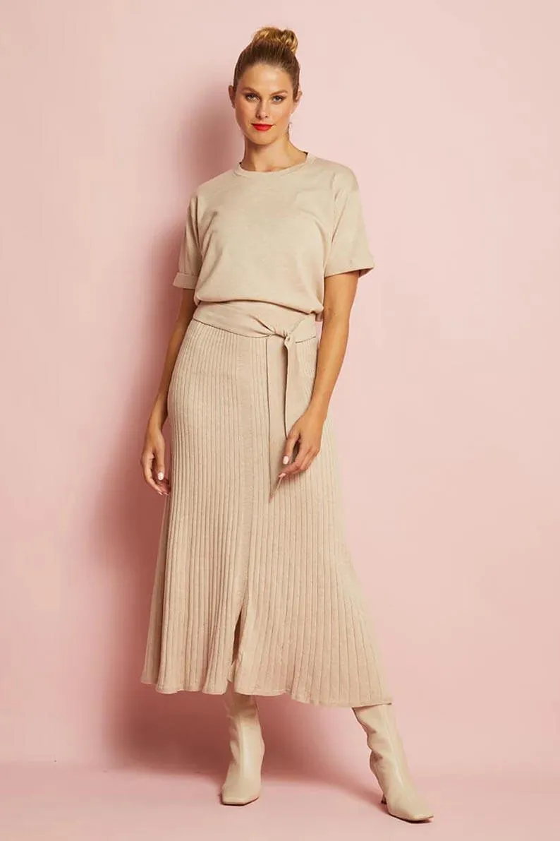 Rebecca Knit Skirt | Sandstone