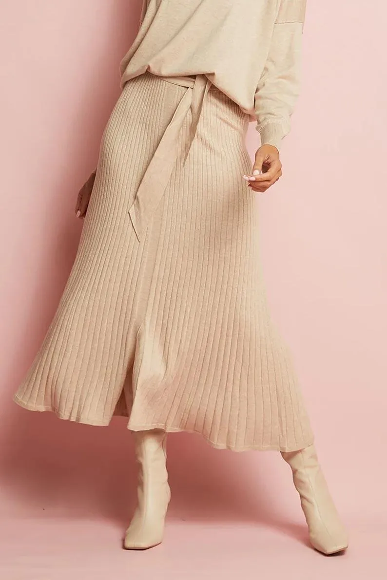 Rebecca Knit Skirt | Sandstone