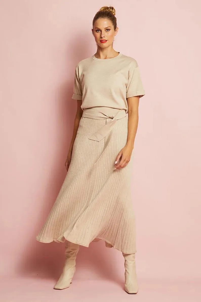 Rebecca Knit Skirt | Sandstone