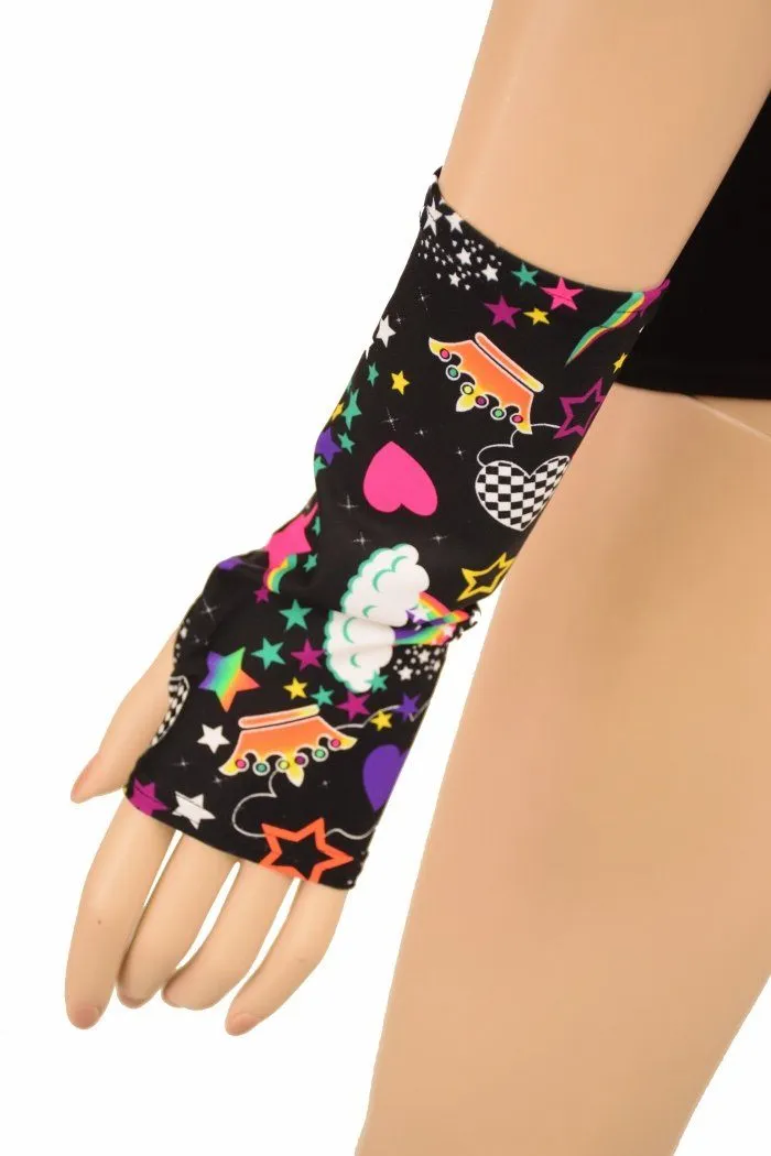 Short Fingerless Gloves in Unicorns & Rainbows