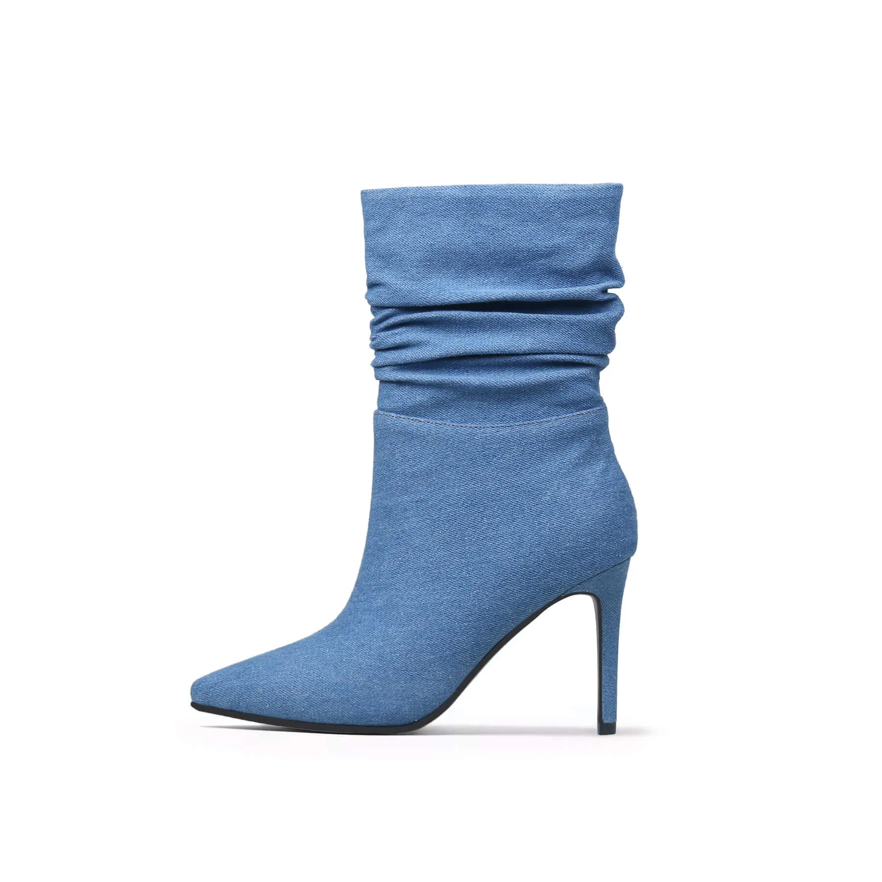 Slouch Stiletto Denim Blue Boots