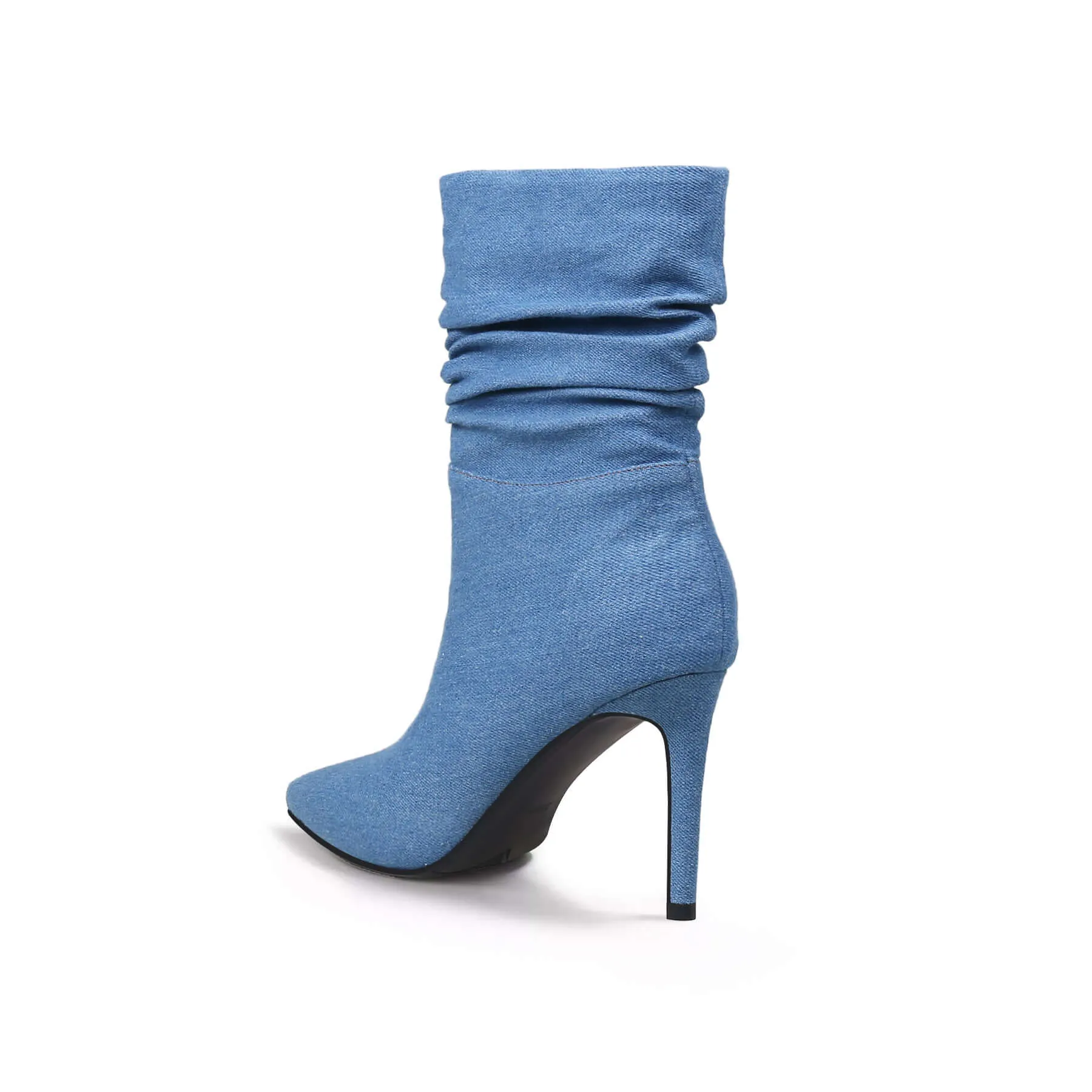 Slouch Stiletto Denim Blue Boots