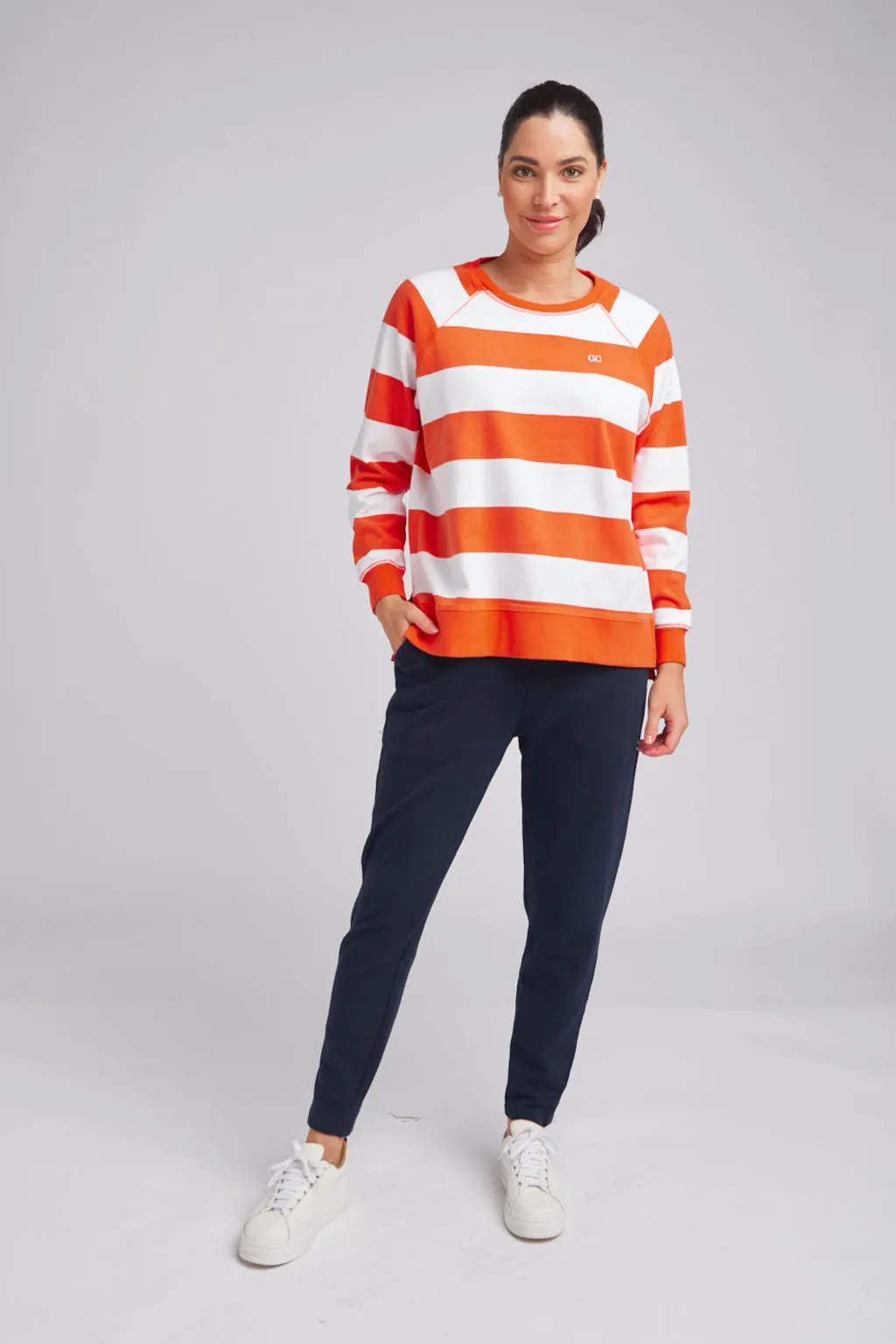 Stripe Sweater Flame/White