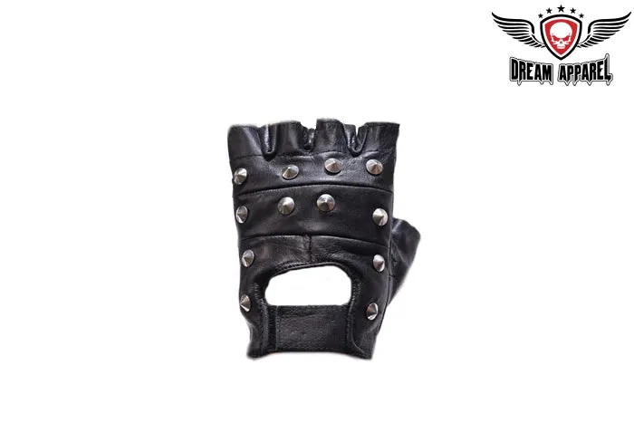 Studded Motorcycle Fingerless Gloves