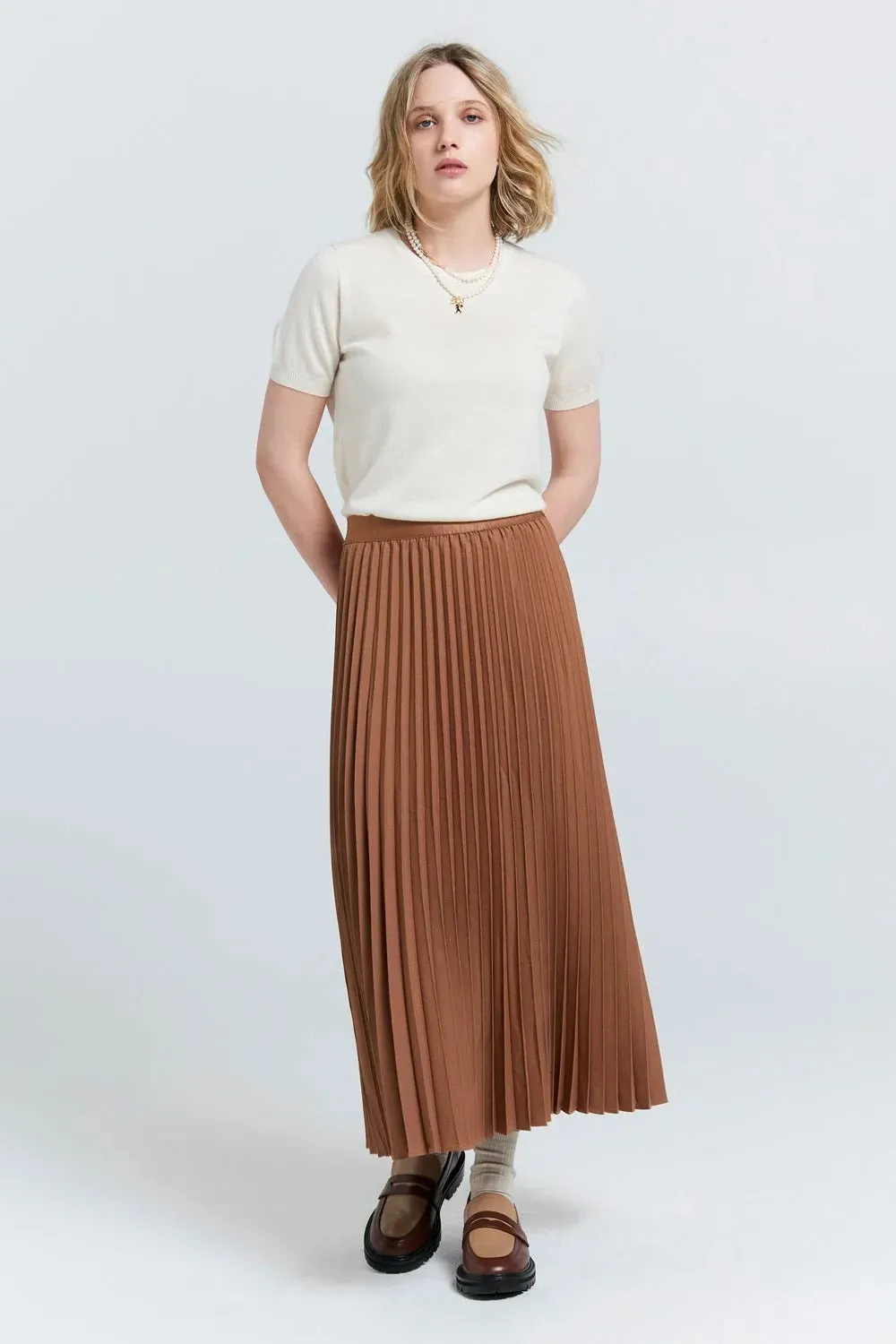 Sunray Pleated Skirt | Coffee