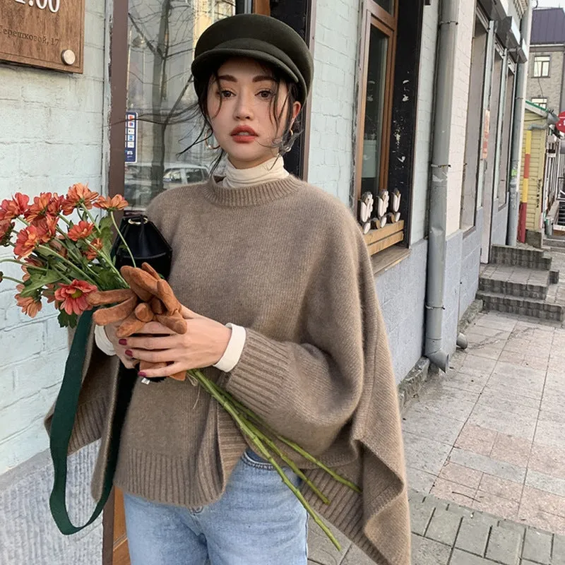 Territory barn jacket outfits Japanese Autumn and Winter Dual-Use Versatile Loose Sweater Korean Style Thick Needle Cape Mid-Length Sweater Shawl Waistcoat