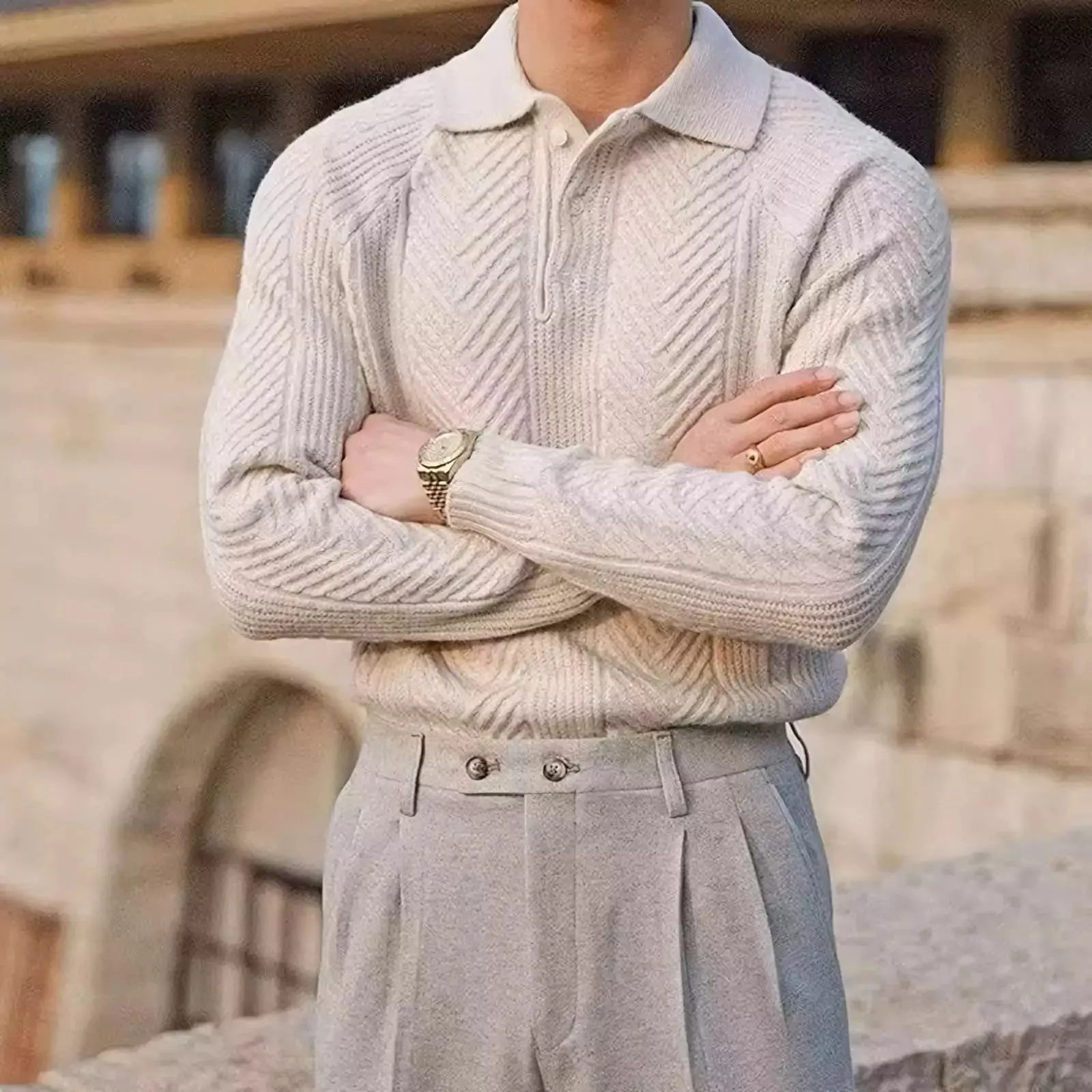 Textured Collar Sweater